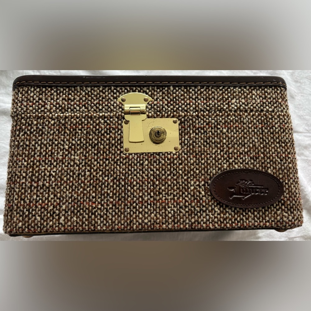 Vintage Lancer Train Case Overnight Tweed & Leather Combo Luggage